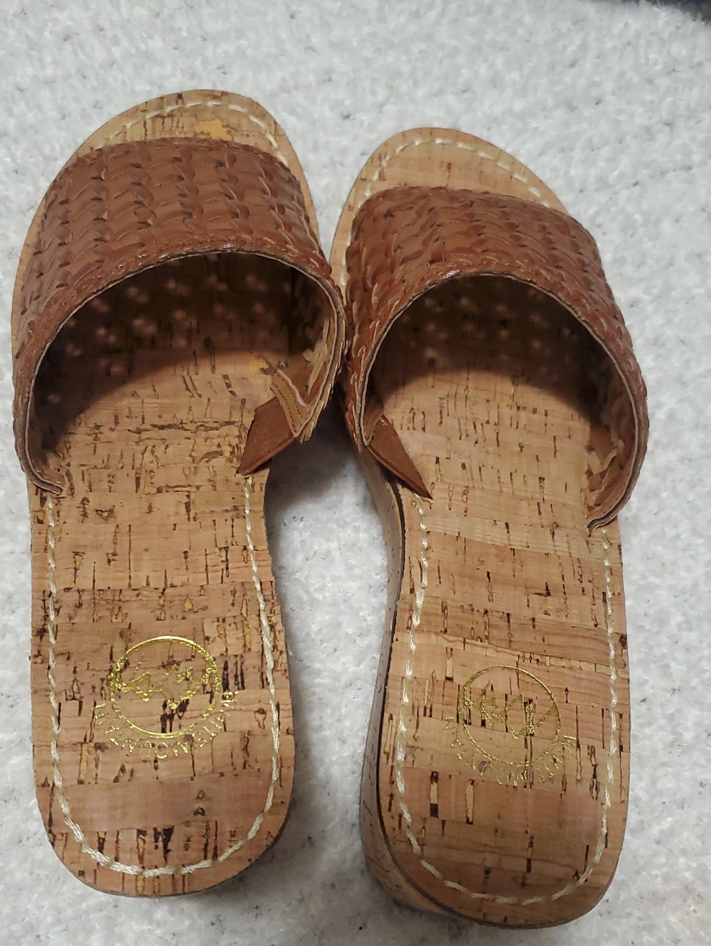 White Mountain Tan Woven Slide Sandals